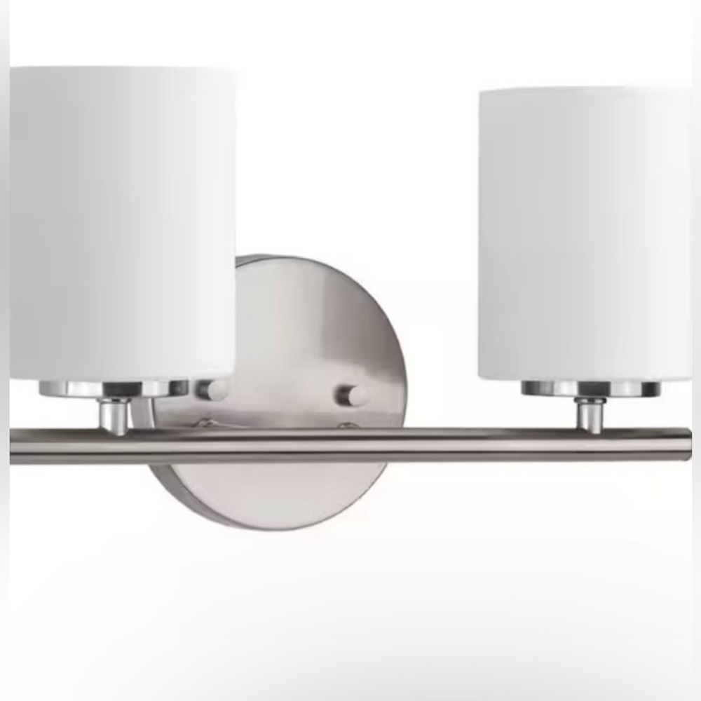 13” 2-Light Brushed Nickel Etched White Glass Modern Bathroom Vanity Light